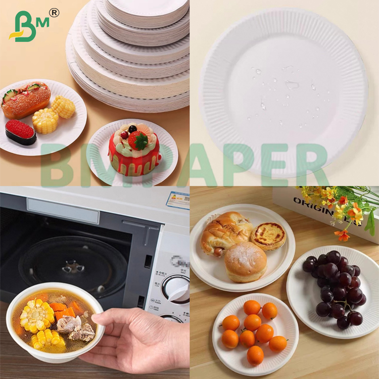 230g 250g PET Coated Paper Roll Heat Resistant Oven / Microwave Safe Waterproof & Greaseproof Food Tray Liner for Fast Food Bakery Takeaway Packaging
