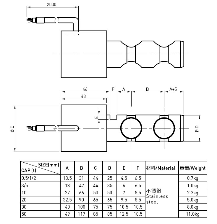 Mechanical Capacitive Load Pin Load Cells , Crane Load Cell Transducer
