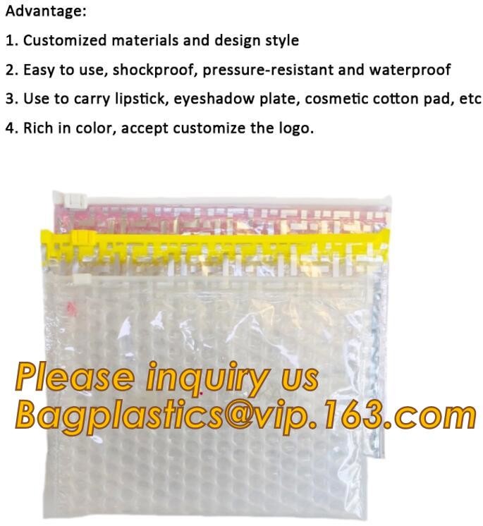 Cosmetic Slider Zip lockkk Bubble Bags Bubble Slide Pouch,Zip lockkk esd bubble bag bubble packaging wrap cosmetic pouch slide