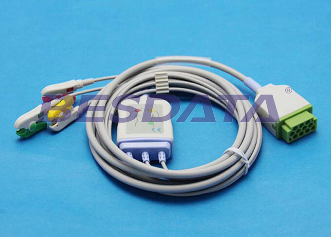 TP3008 Electrode Lead Wires , ECG Leads And Electrodes Green 11 - Pin Connector