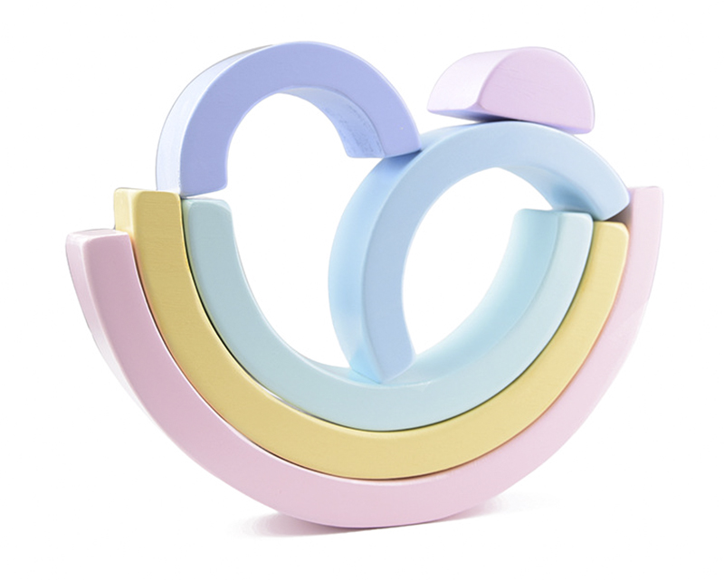 4.5cm Wooden Blocks Toys Arched Stacking Rainbow Blocks