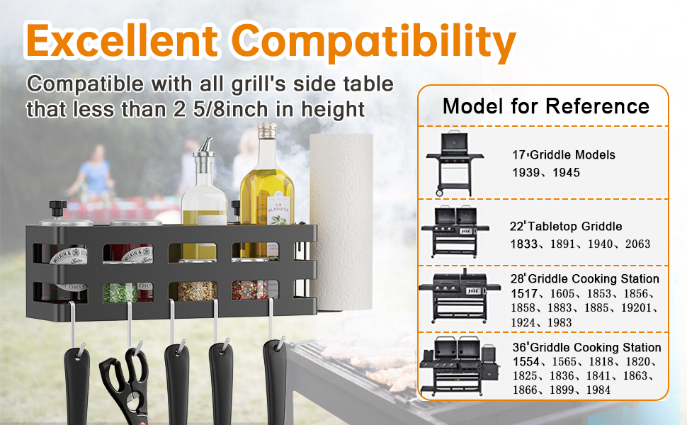 BBQ Accessories Organizer Box 28" 36" Blackstone Griddles Caddy Clamp on Countertop BBQ Caddy Rack for Outdoor Grill
