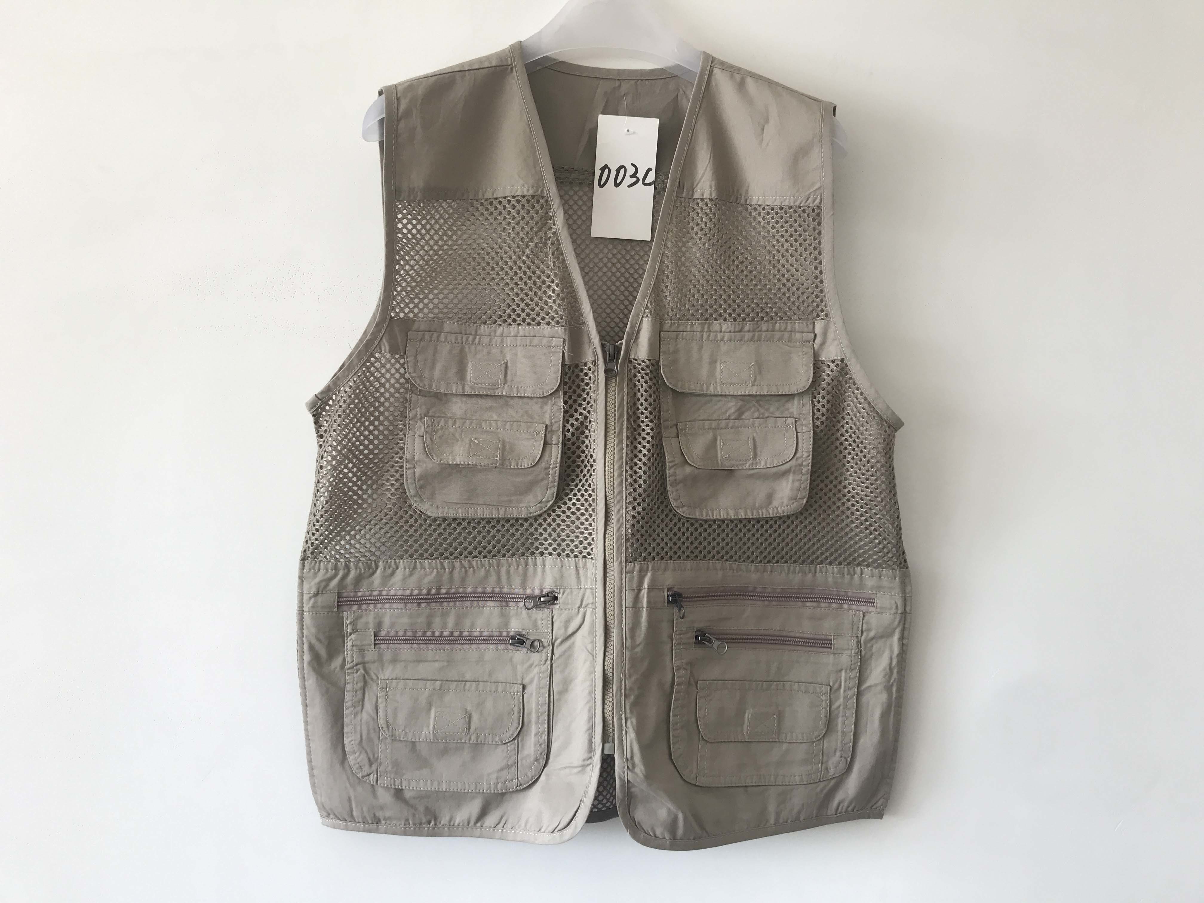 vest, waistcoat, net vest, mens vest, fishing vest, 100% cotton, S-3XL, beige