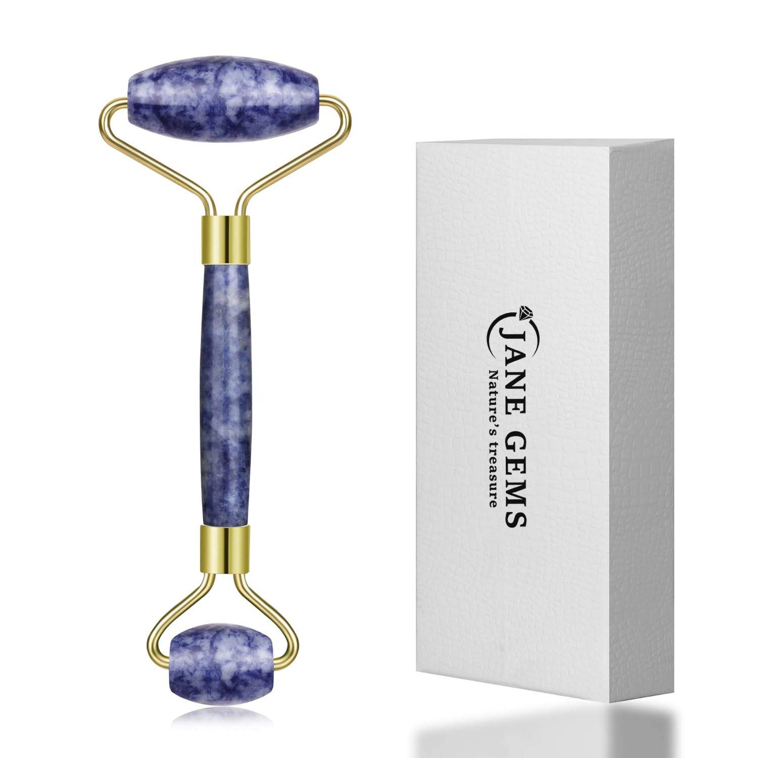 Handheld Bule Dot Stone Crystal Jade Face Roller For Puffy Eyes