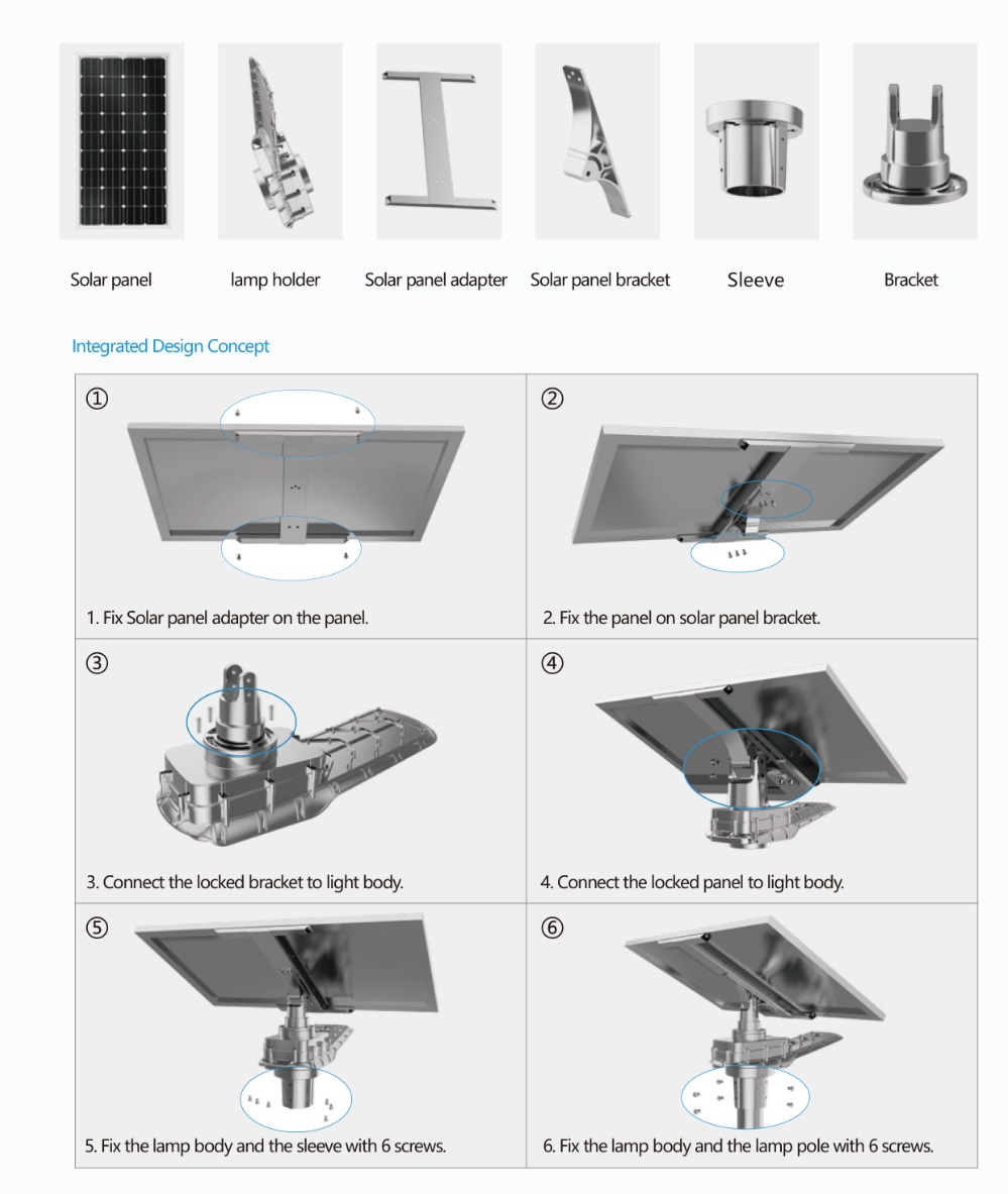 Ip65 Remote Control Solar Street Light 200w Integrated Type With Motion Sensor