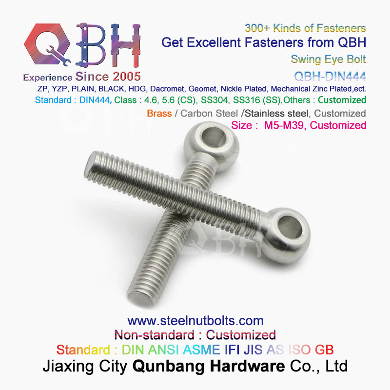 QBH DIN444 Stainless Steel SS304 SS316 SUS 304 316 Swing Eye Bolt Eye-Bolt
