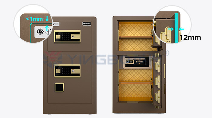 Double Door Custom Safe Box Fingerprint Lock H31.5in YB/RS-80D Coffee