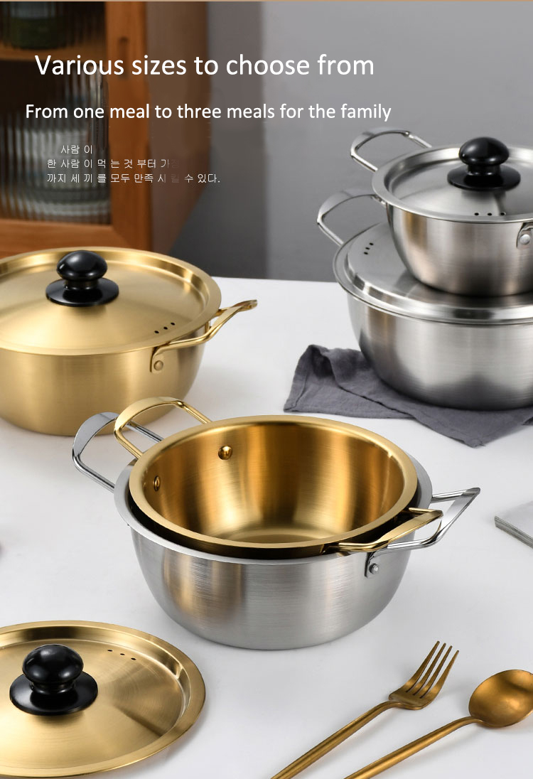 Kitchen Gold Instant Noodle Pot Home Use Stainless Steel Material