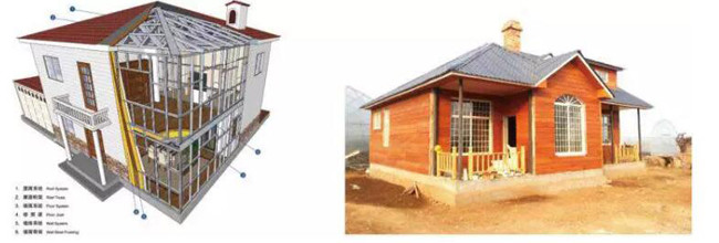 Luxury Light Steel Villa House / Good Insulation Steel Frame Prefabricated Houses