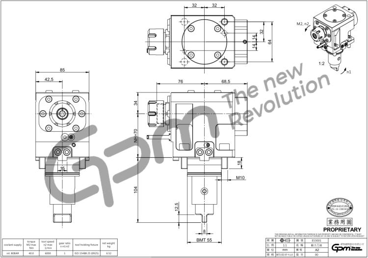 90 Degree Bmt55 Lathe Live Tooling Holders Driven Tool Holder