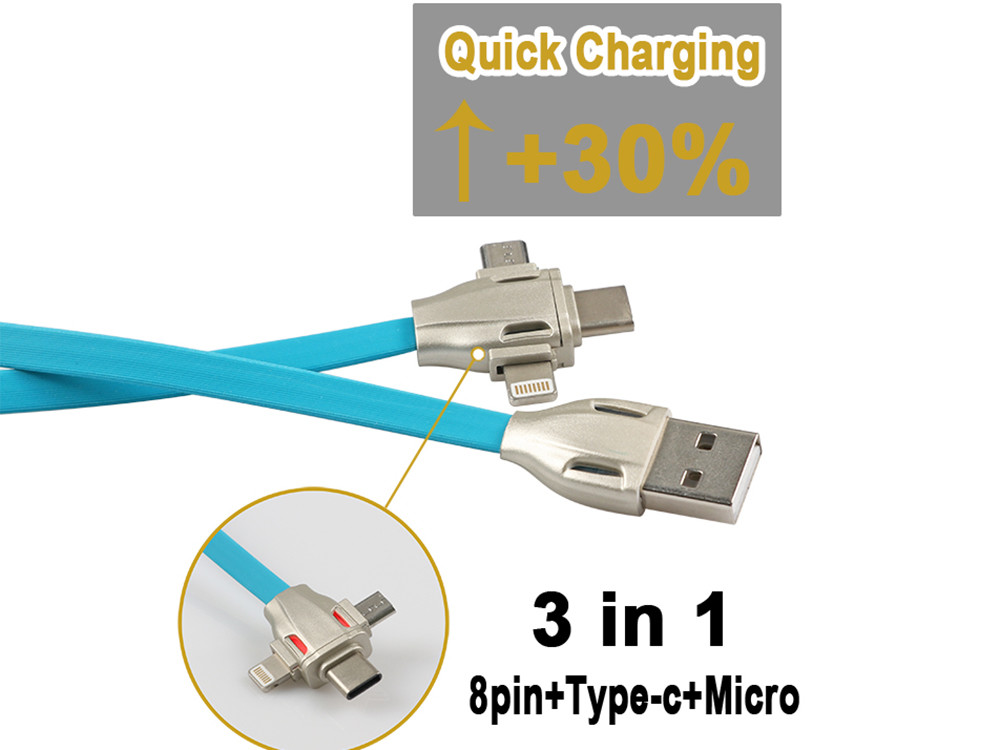 1m Length USB Extension Cable TPE 3 In 1 Variey Color For Mobile Phone Sync Data