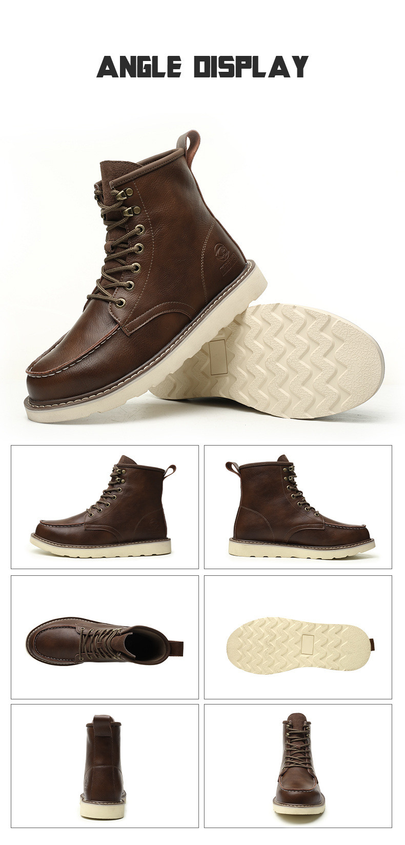 Kevlar Midsole Rubber Work Shoes In Brown Cowhide For Superior Safety Features