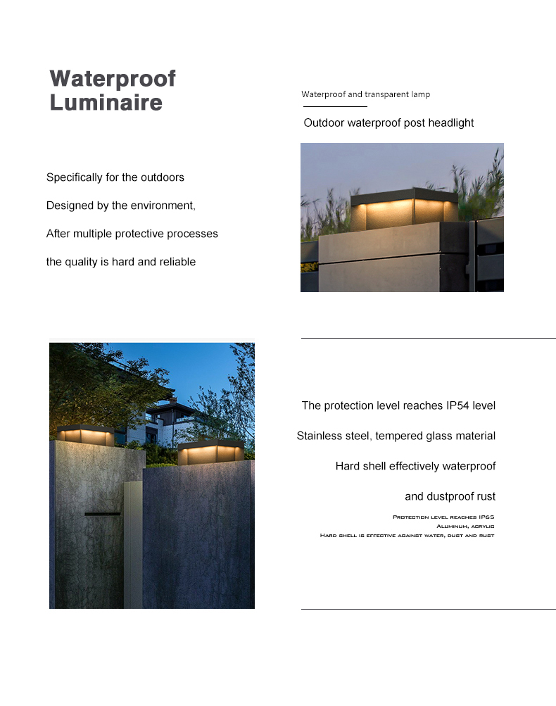 3000K Easy Install Stainless Steel Solar Pillar Light , Columns LED Outdoor Solar Lights