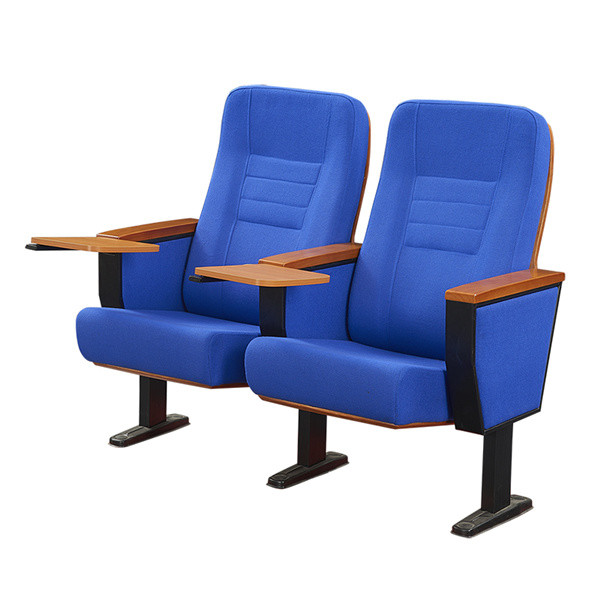 Dark blue Wooden Armrest Stain Resistant Folding Cinema Seats