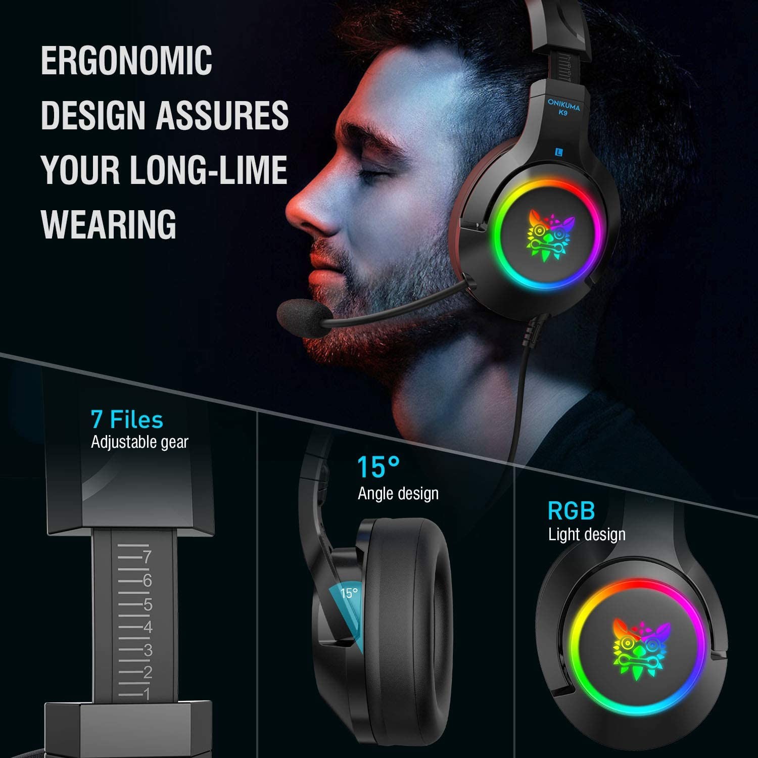 DC5V Onikuma K9 2.2kohm Glowing Gaming Headset