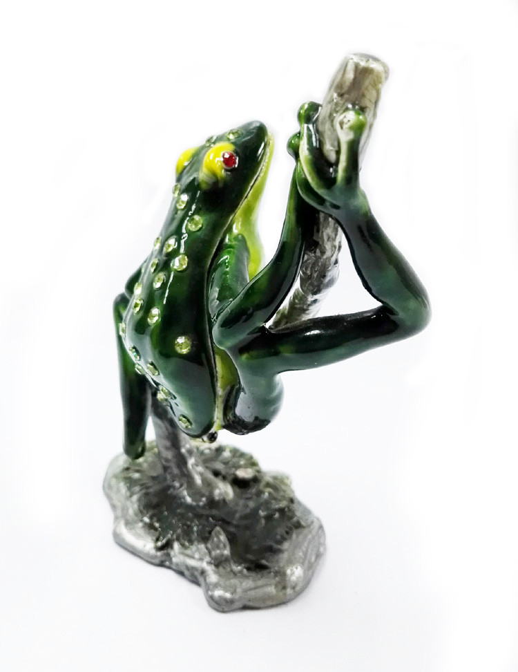 New design home decorative box metal cute green frog jewelry decorative box