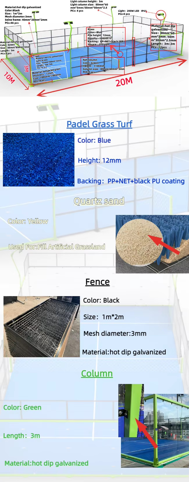 Padel Sports Padel Court Outdoor Equipment Panoramic Platform Tennis Court