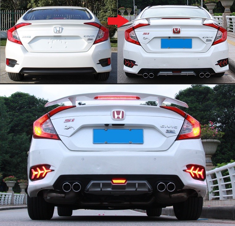 HONDA New Civic 2016 Auto Body Kits , Sport Style Rear Bumper Diffuser with Muffler Tips