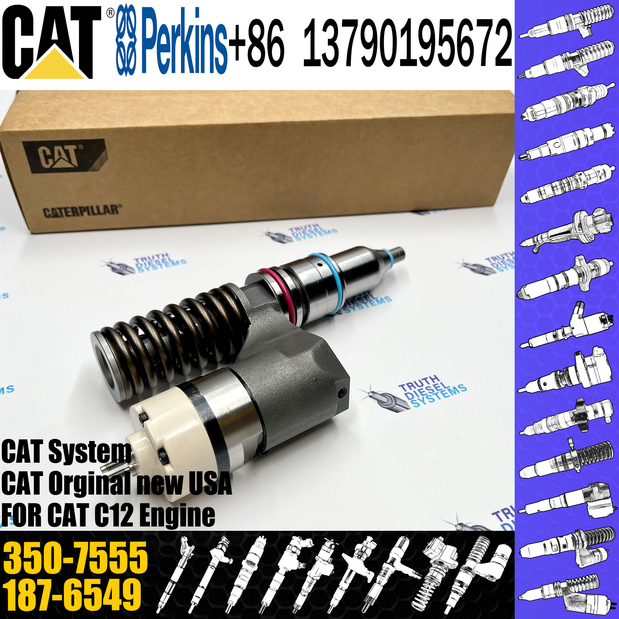 C10 C12 Diesel fuel Injector 153-7923 317-5278 350-7555 166-0149 10R-0961 10R-1258 212-3469for Excavator