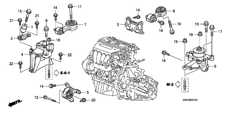 50820-SWA-T01 50820-SWE-T01 Car Engine Mounting For HONDA CR-V III R20A1 R20A2