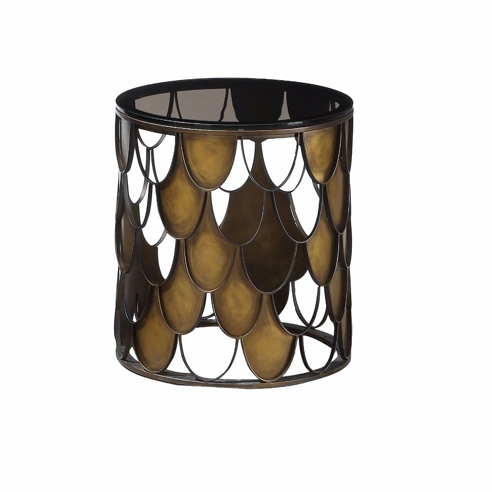 2018 Modern Small Round Side Tables Metal Glass Coffee Table