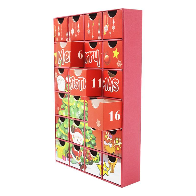 2025 New Custom Christmas Xmas Empty Advent Calendar Box Cosmetic Display Gift Packaging Drawer Box for Cosmetic Makeup Jewelry Beauty
