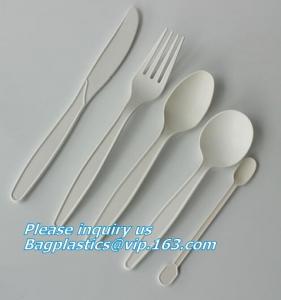 Buy cheap cornstarch biodegradable PLA eco plastic cutlery sets,Plastic spoon fork chopsticks Wheat Straw Reusable Camping Biodegr product