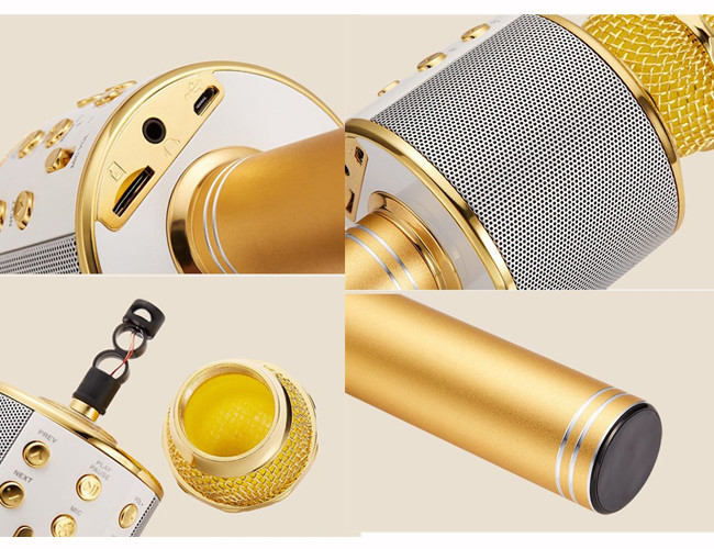 WS858 Wireless Bluetooth Karaoke Microphone , Bluetooth Stereo Microphone ABS Material