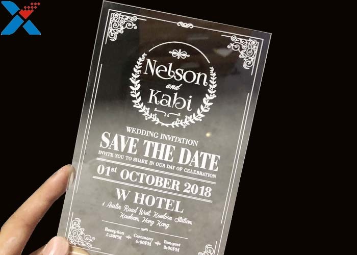 Laser Cut Acrylic Wedding Invitation Cards / Mirror Clear Invitation Card