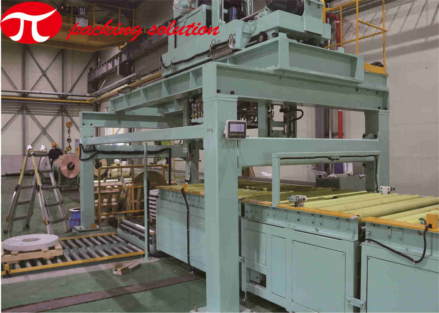 Custom Copper Coil Wrapping Machine Weighing Printing Labeling Wire Coil Packing Machine