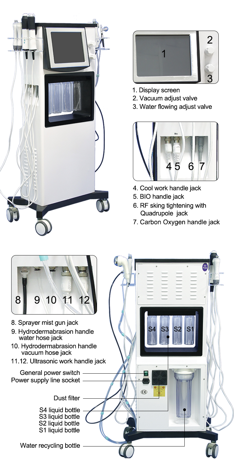 8 in 1 multifunctional water peel microdermabrasion facial machine for acne treatment