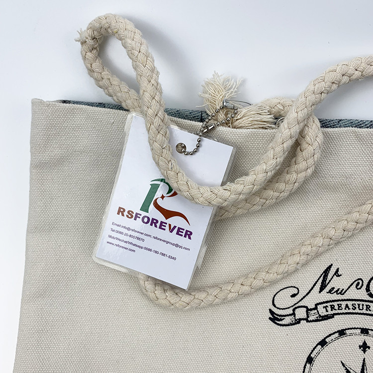 Rope Handle Canvas Shopping Bags with Customized Full Color Printing