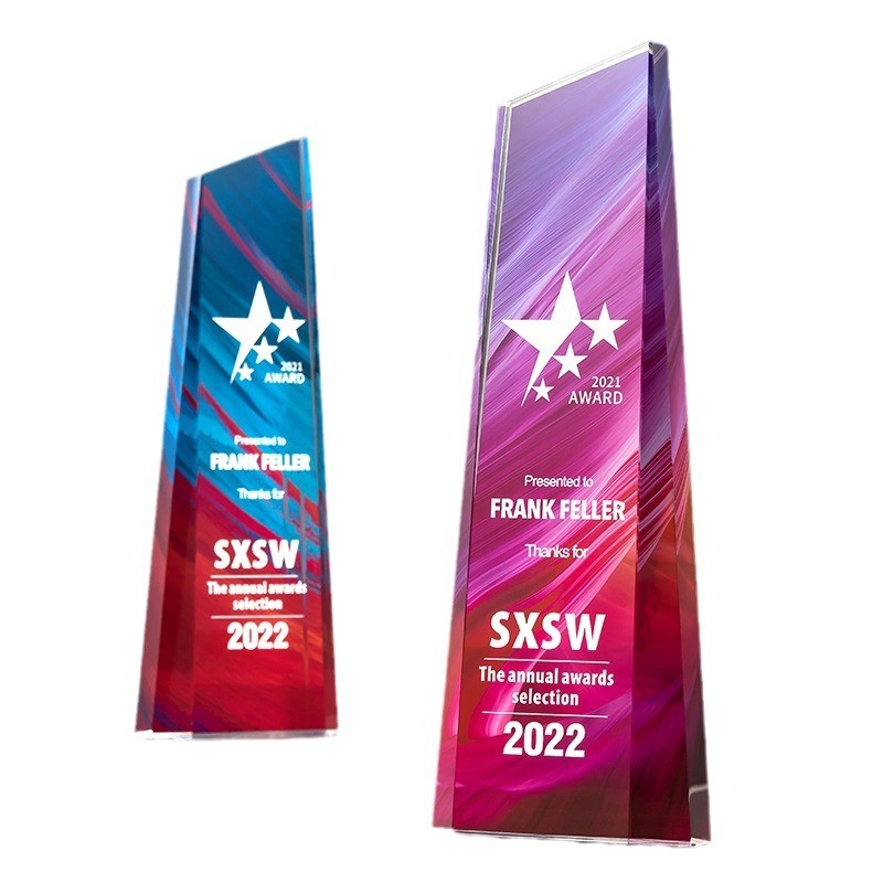 Creative Acrylic Award with UV Printing , Lucite Plaque for Company Employees' Annual Conference and Honorary Titles