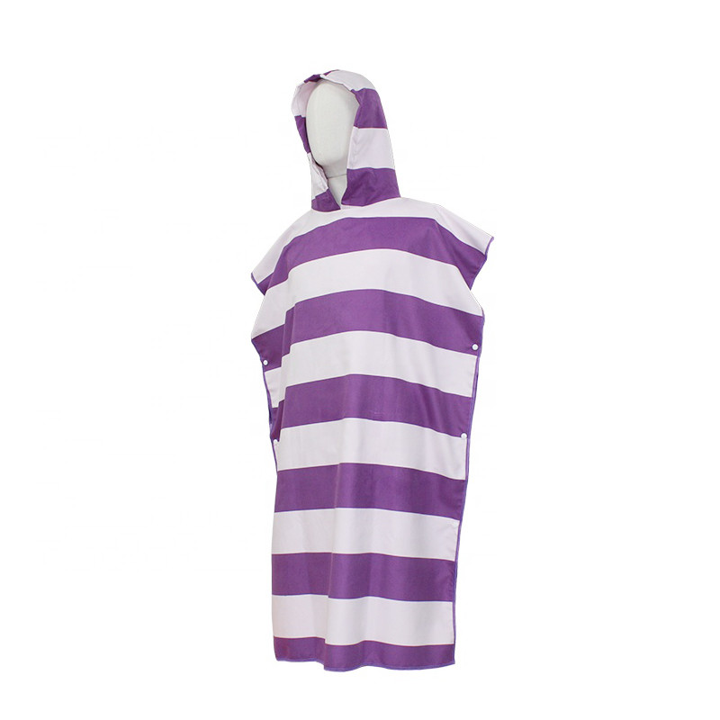 Customized Striped Microfibre Hooded Beach Towel Poncho For Kids