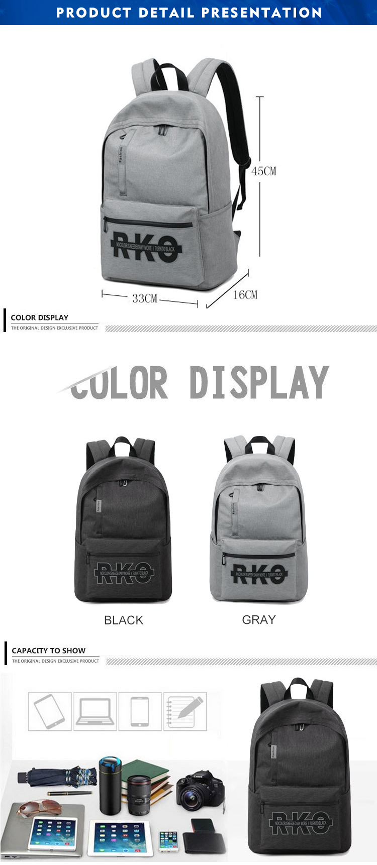 ISO9001 24L Student School Backpack Lightweight Laptop Backpack 0.6kg