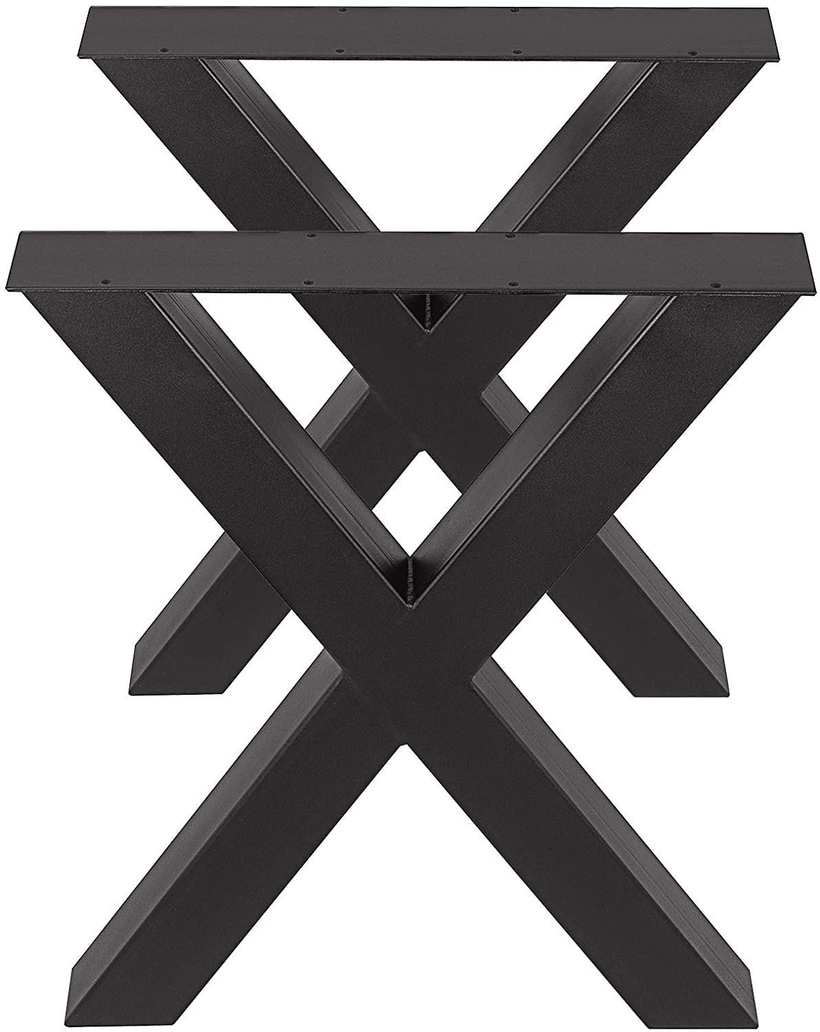X Shaped Frame Legs for Black Industrial Rustic Metal Dining Table in Office Interior