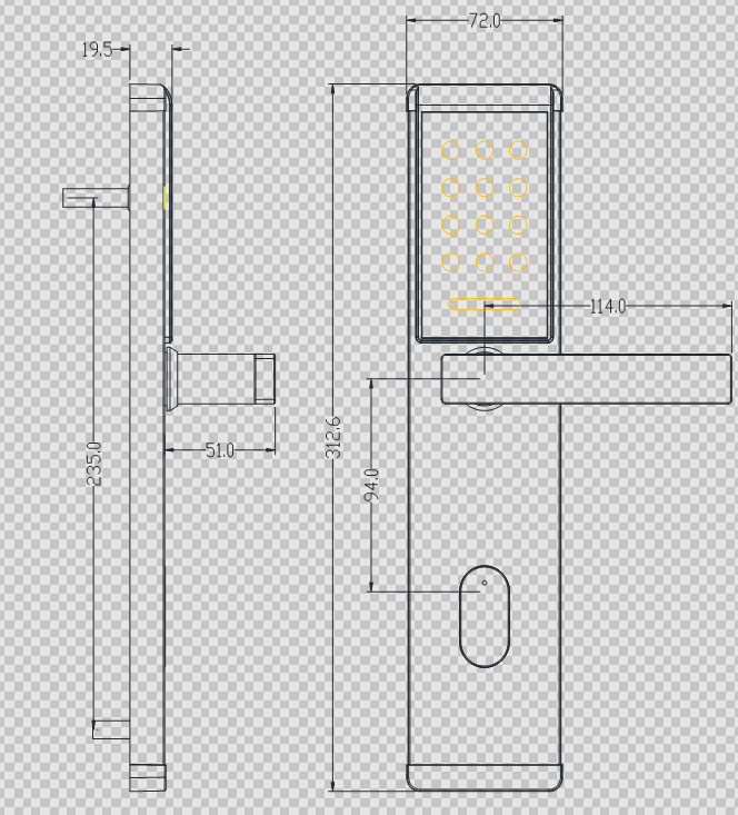 ROHS 200ma SS201 Hotel Key Card Door Locks Red Copper