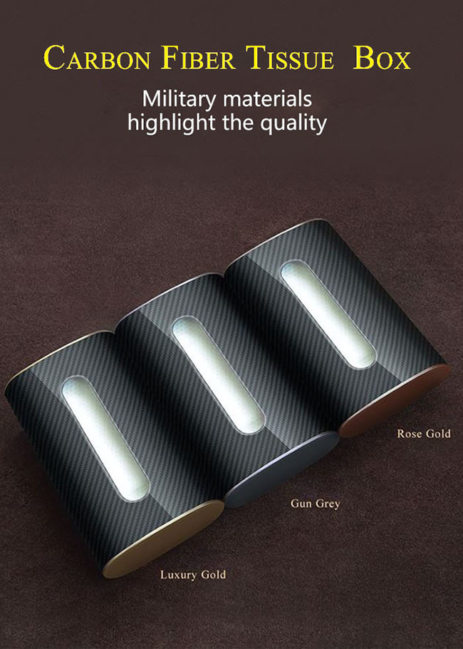 Corrosion Resistance Twill Carbon Fiber Tissue Box For Car