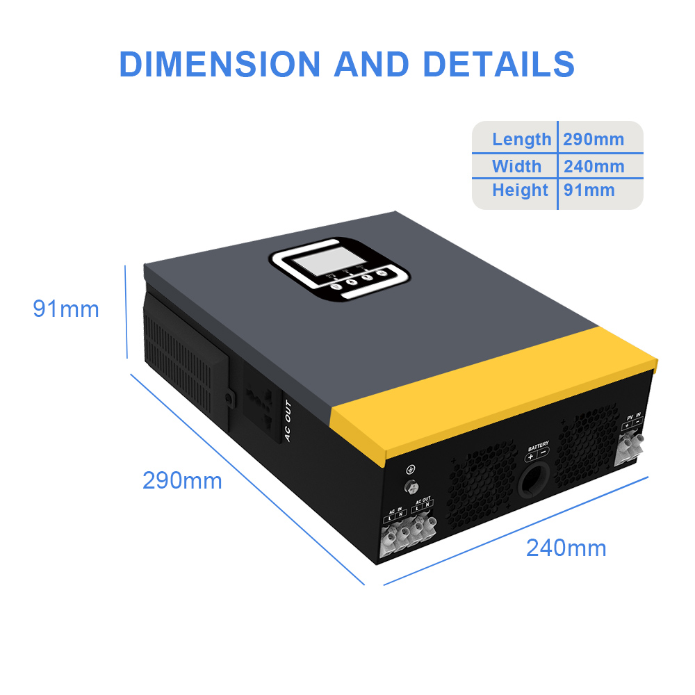 24VDC 220/230VAC Pure Sine Wave Solar Inverter 1.5kw Double MPPT Solar Inverter 1.5kva
