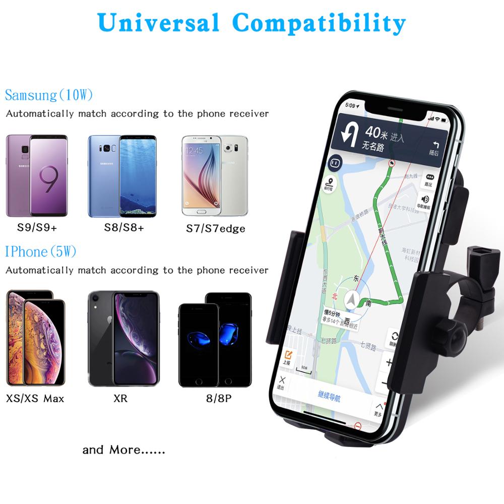 360 Degree 5W Motorcycle Wireless Charger Mount Waterproof For Iphone 12