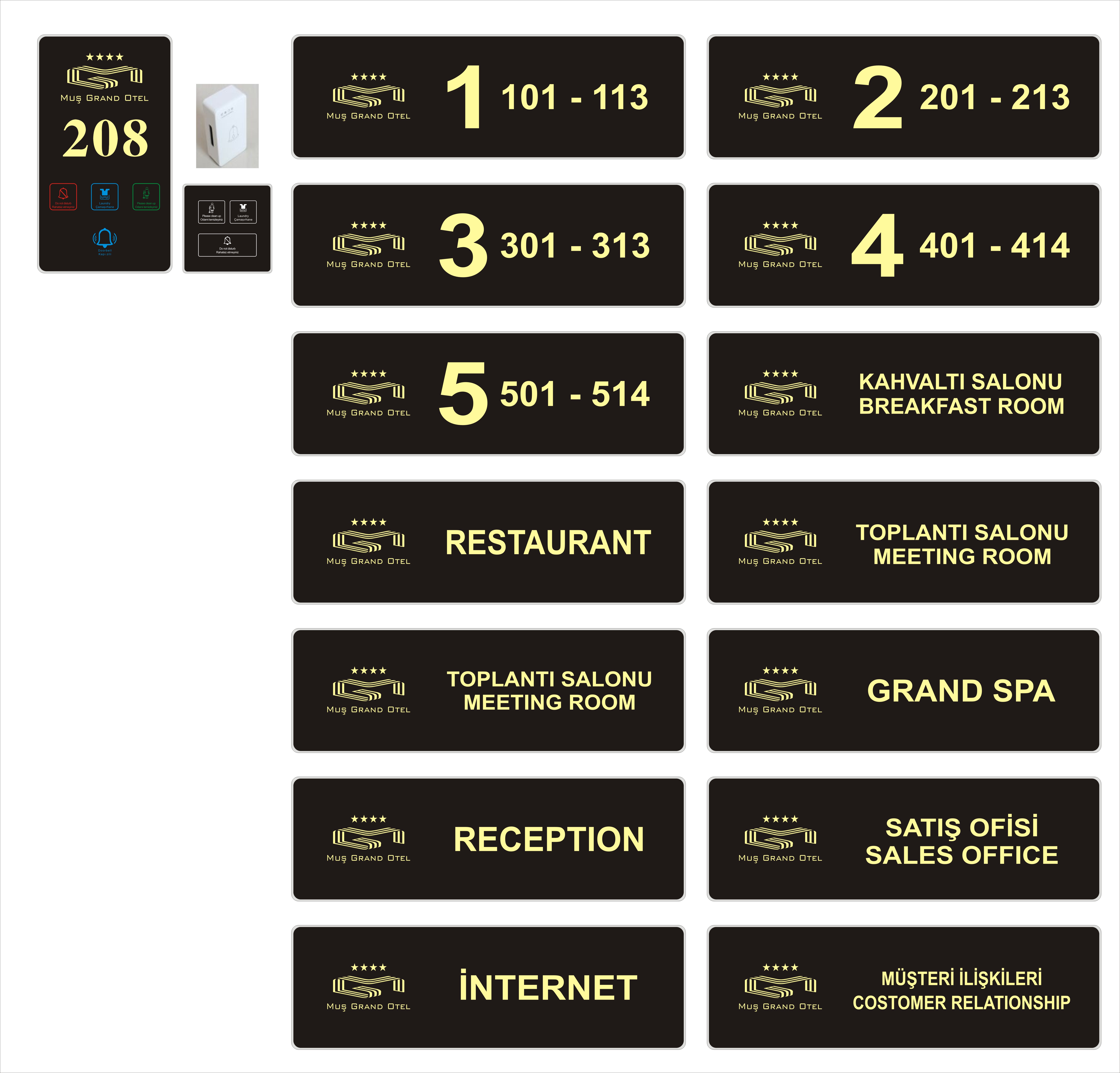 High Resolution Hotel Room Number Plate 220V Hotel Doorplate Switch