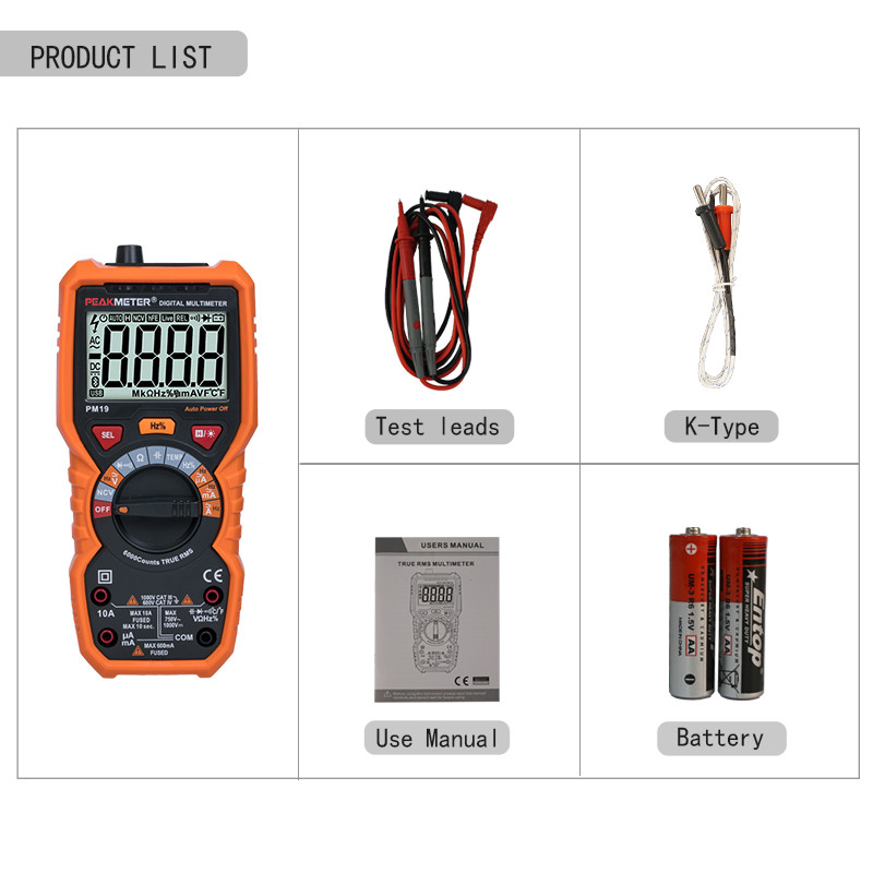 Hand - Held Digital Multimeter With Auto Range And True Virtual Value AC DC Voltage Current