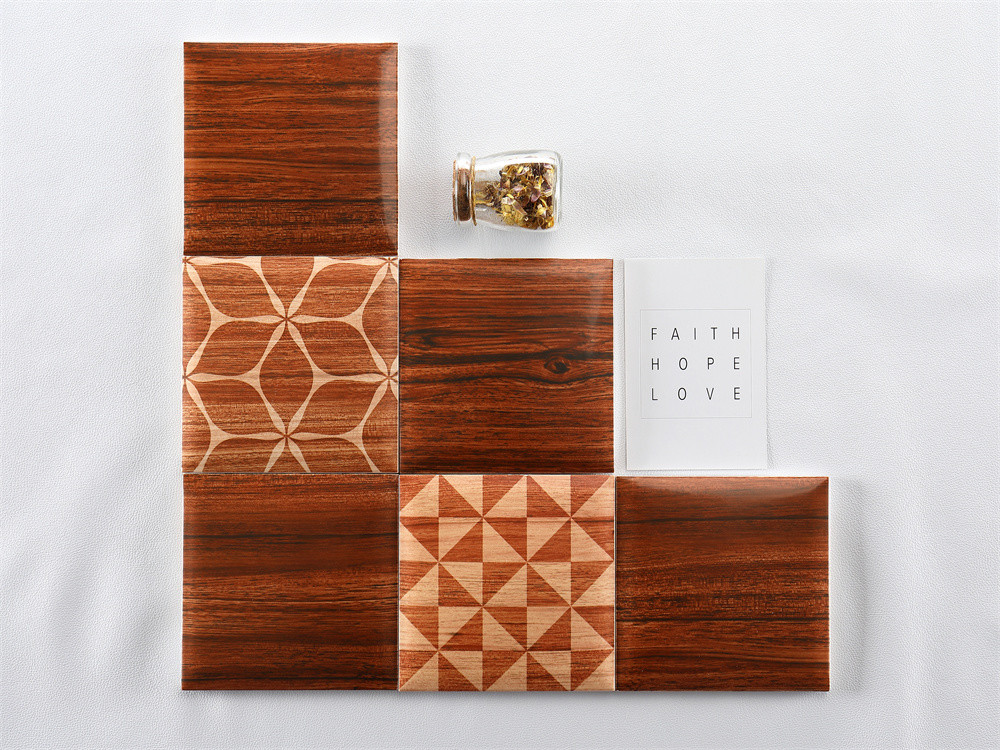 Dark Brown 152x152mm Interior Room Square Ceramic Wall Bread Tiles For Bathroom And Office