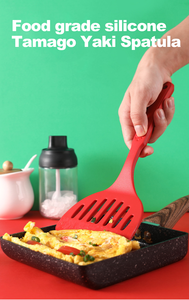 Heat Resistant Non Stick Silicone Frying Spatula With Long Handle