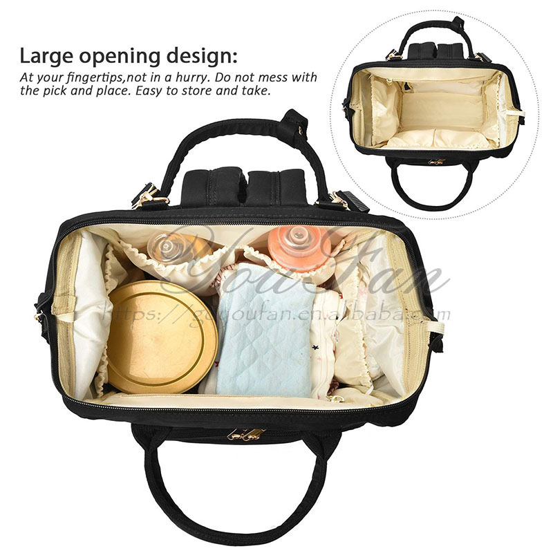Waterproof Travel Bag Baby Backpack Large Diaper Bag Black