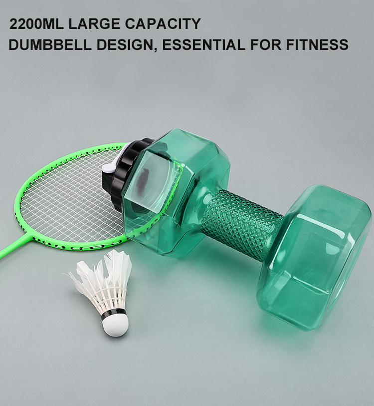 2.2L Wholesale PETG Material Fitness Sports Dumbbell Gallon Plastic Water Bottle