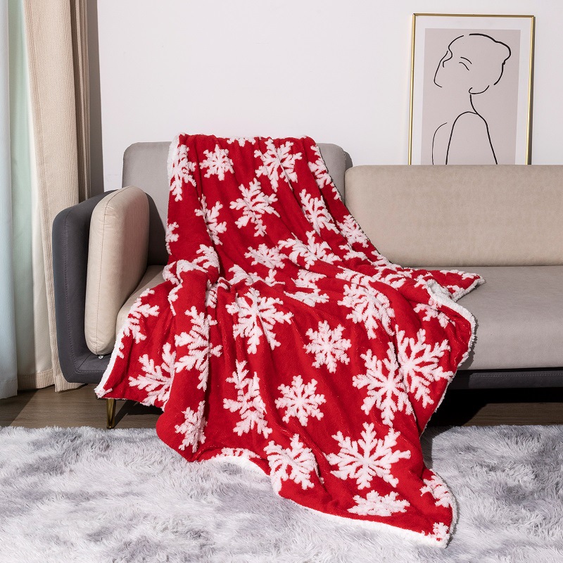 Anti-pilling Coral Fleece Double Layer Sherpa Plush Blanket for Customized Christmas Gifts