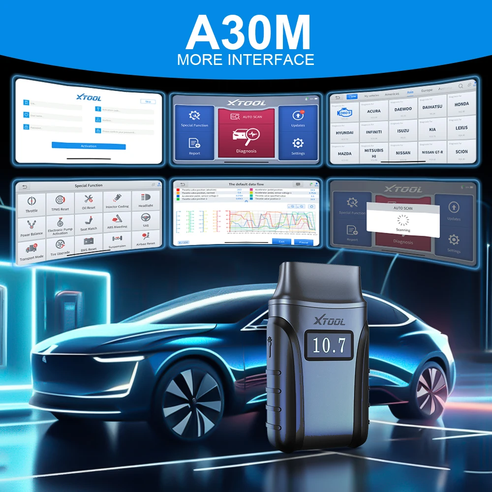 XTOOL Anyscan A30M OBD2 Auto Code Reader Full System Diagnostic Tools Bi-directional Scanner Lifetime Free Update Added CAN FD