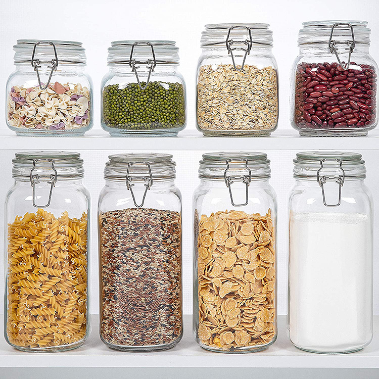 Wholesale Price 4oz 8oz 10oz Airtight Glass Glass Container Packing Jars Flip Lid Glass Jars