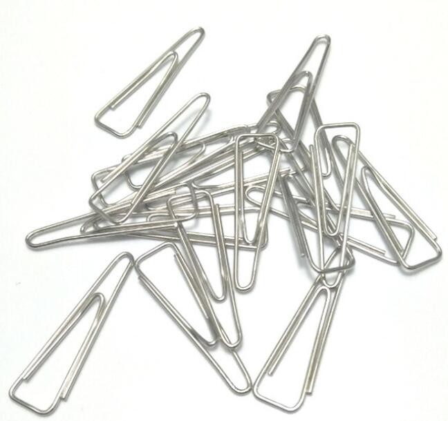 Hot Factory Sales100pcs/Box Triangular Shaped Nickel Metal Paper Clips